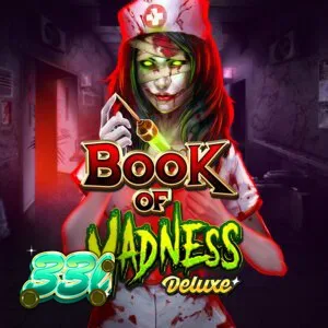 Tampilan layar permainan slot Book of Madness Deluxe dengan tema horor